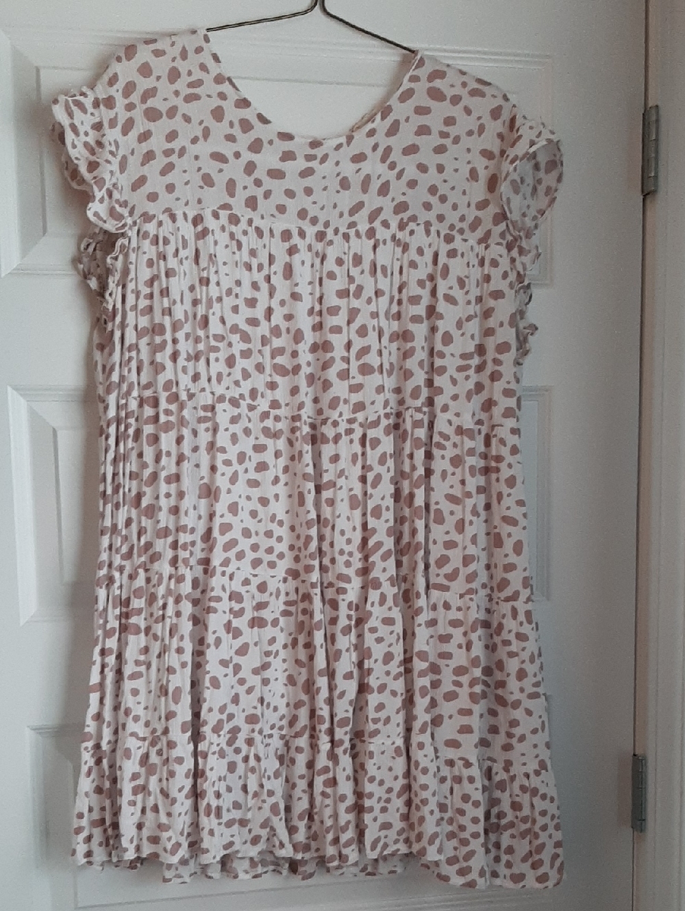 Entro Cream Dress with Dusty Rose Leopard Spots XL, So Flowy & Cute!